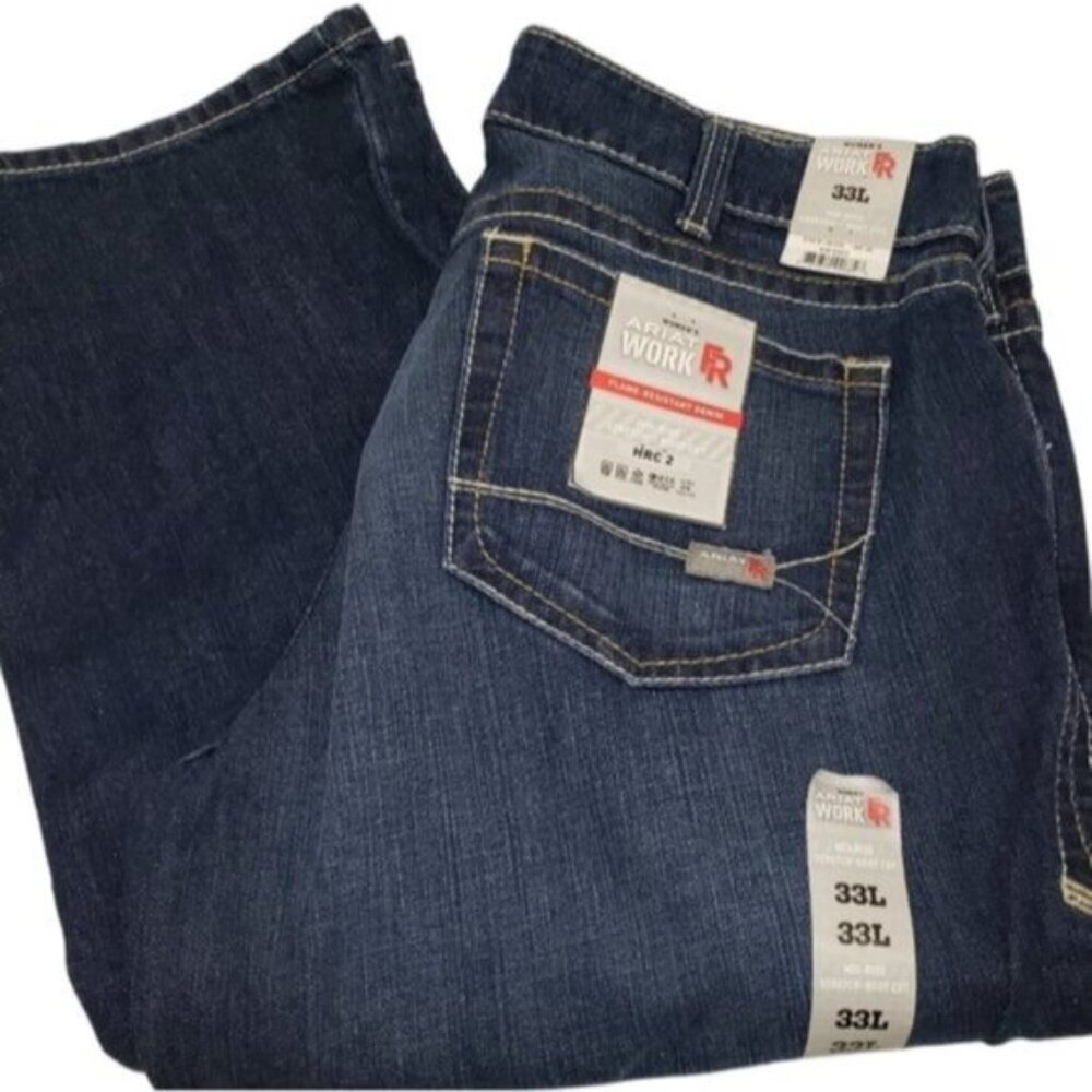 New Ariat Work Jean 33L Mid Rise Stretch Boot Cut Flame Resistant Women's
